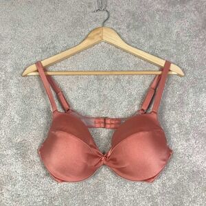 Victoria's Secret 36C Twist Front Push Up Bra Rose Gold Pink Shimmer